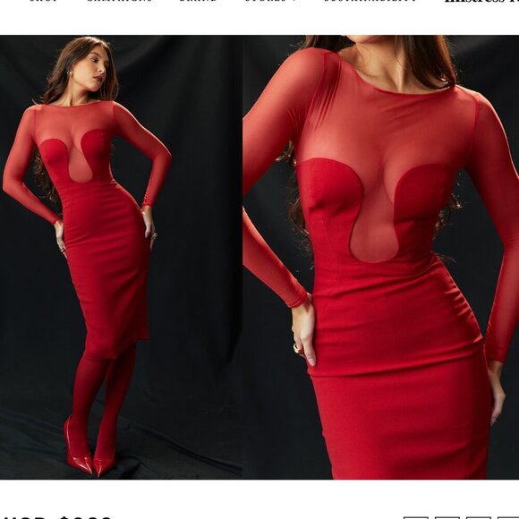 HOUSE OF CB 'Darcy' Scarlet Plunge Midi Dress NWOT size XS NWOT $269‎ - Picture 5 of 13